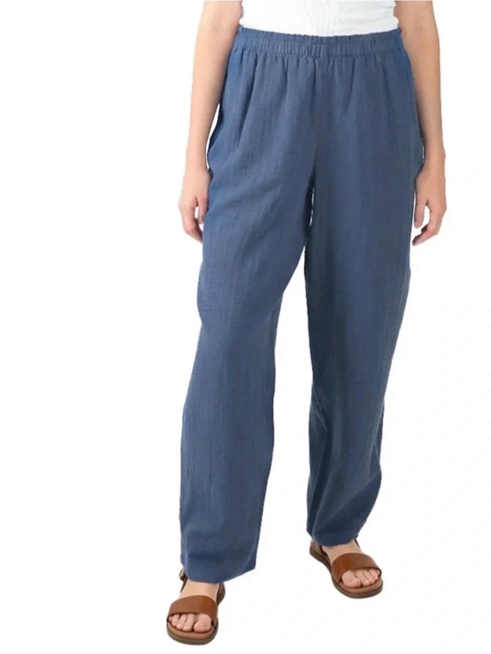 Coldwater Creek Women's Cotton Gauze Pull-On Pant Blue XXL